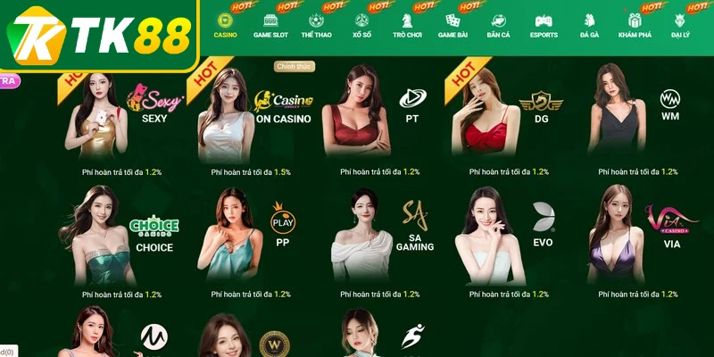 Giao diện cá cược chân thực đẳng cấp tại Casino TK88
