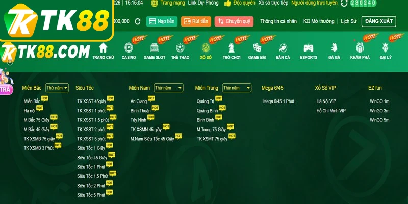 Xổ số TK88 mở ra không gian chốt số lô đề trực tuyến đỉnh cao