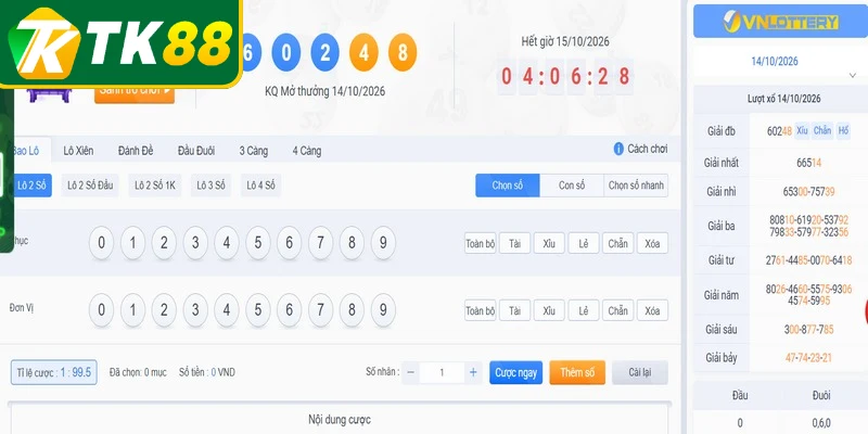 Trải nghiệm đa dạng trò chơi lô đề đỉnh cao cùng xổ số TK88